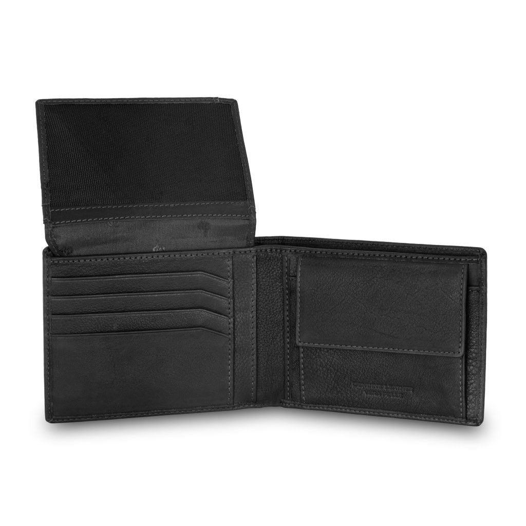 dv Mans leather classic wallet with coin purse and inside flap - Black