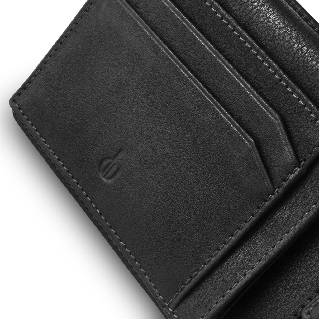 dv Mans leather classic wallet with coin purse and inside flap - Black