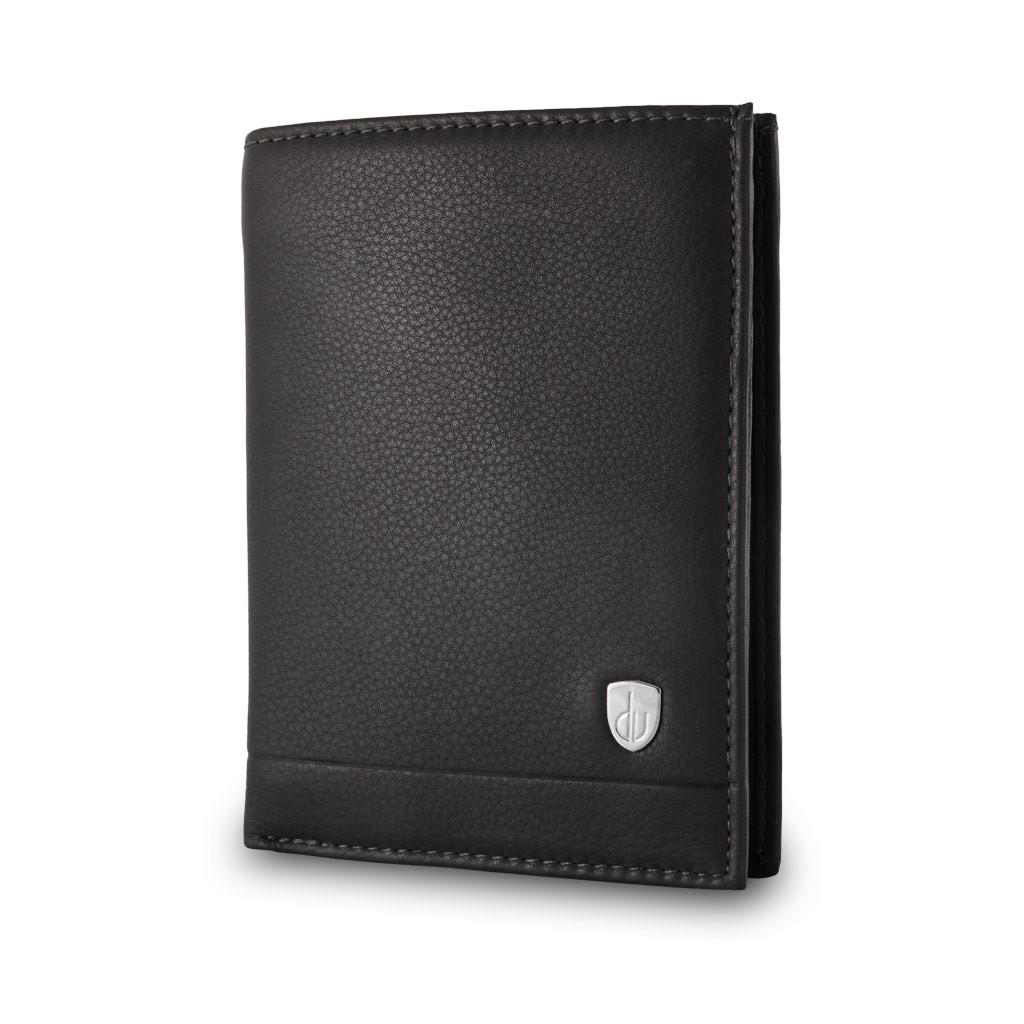 dv Mans folding leather wallet with coin purse - Black