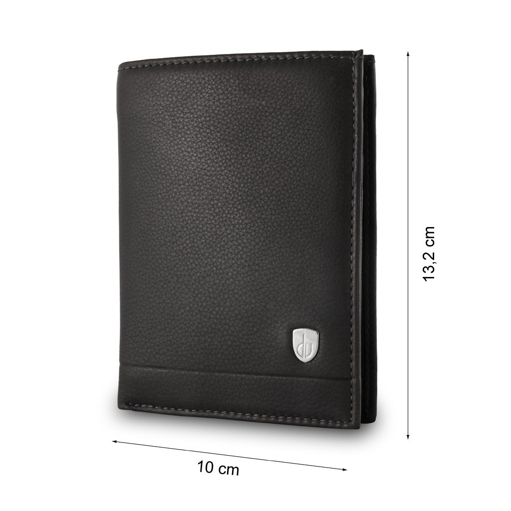 dv Mans folding leather wallet with coin purse - Black