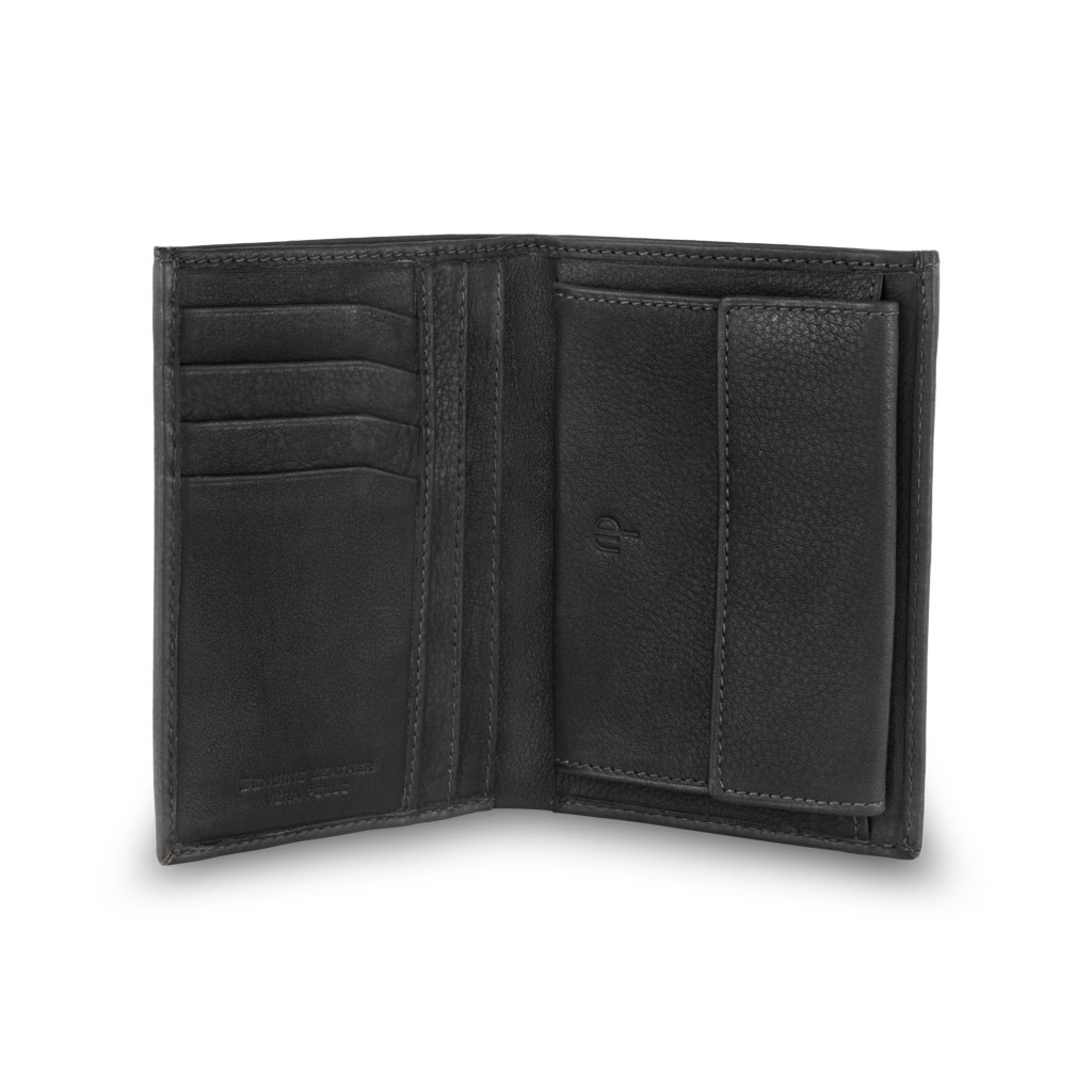 dv Mans folding leather wallet with coin purse - Black