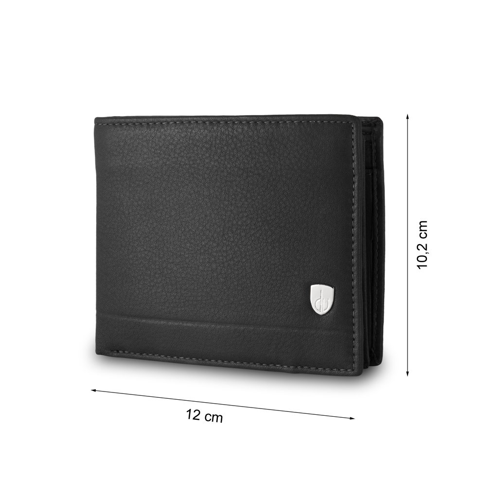 dv Mans leather wallet with coin purse and inside flap - Black