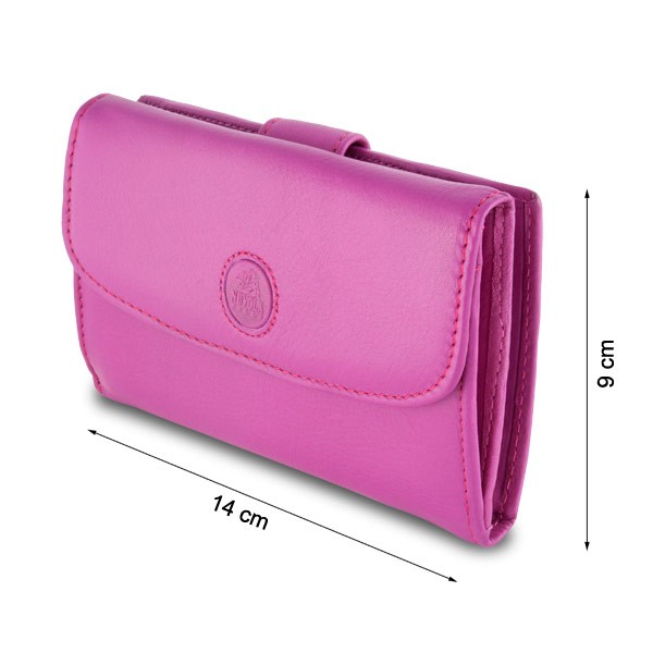 NUVOLA PELLE Leather wallet with external security closure and double opening - Fuchsia