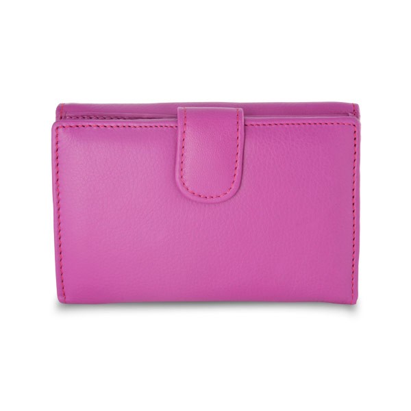 NUVOLA PELLE Leather wallet with external security closure and double opening - Fuchsia