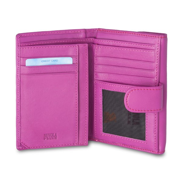 NUVOLA PELLE Leather wallet with external security closure and double opening - Fuchsia