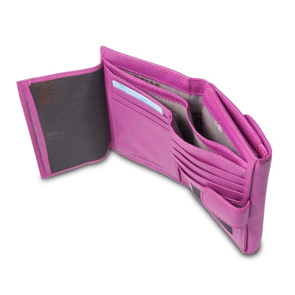 NUVOLA PELLE Leather wallet with external security closure and double opening - Fuchsia