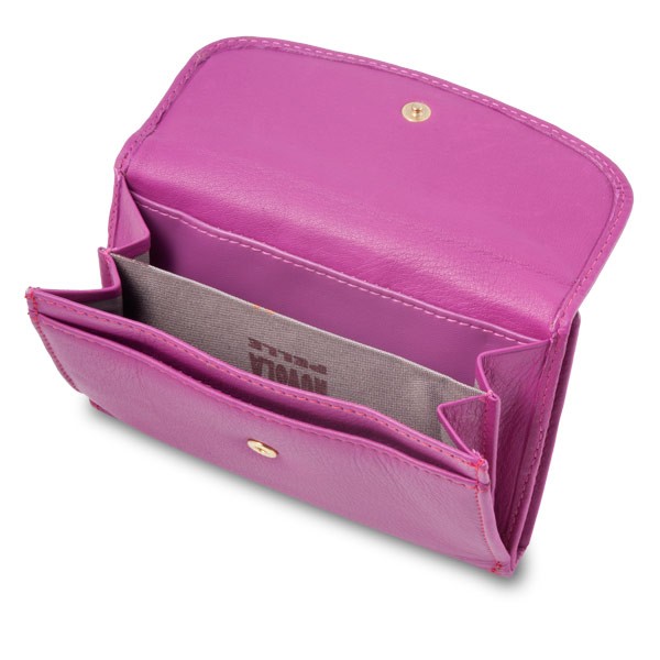 NUVOLA PELLE Leather wallet with external security closure and double opening - Fuchsia