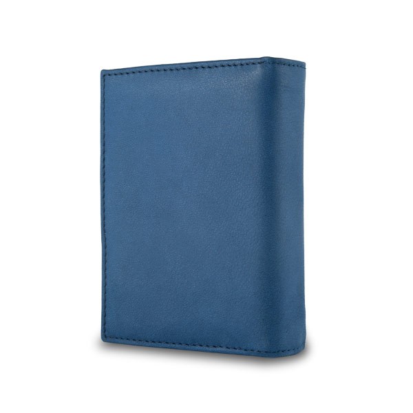 NUVOLA PELLE Leather wallet with coin purse and external closure - Blue