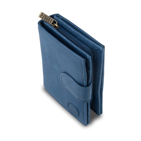 NUVOLA PELLE Leather wallet with coin purse and external closure - Blue