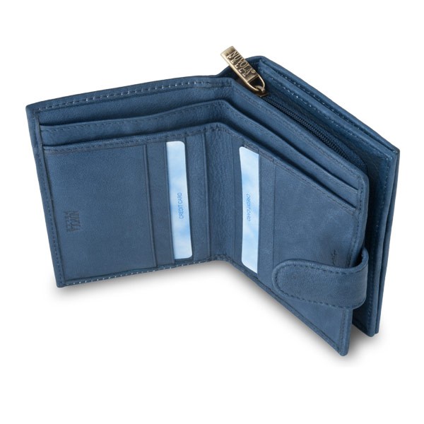 NUVOLA PELLE Leather wallet with coin purse and external closure - Blue