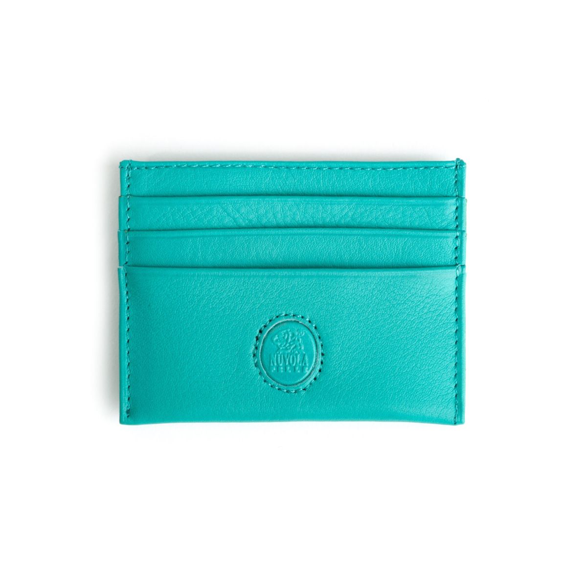 NUVOLA PELLE Minimalist leather credit card wallet - Turquoise
