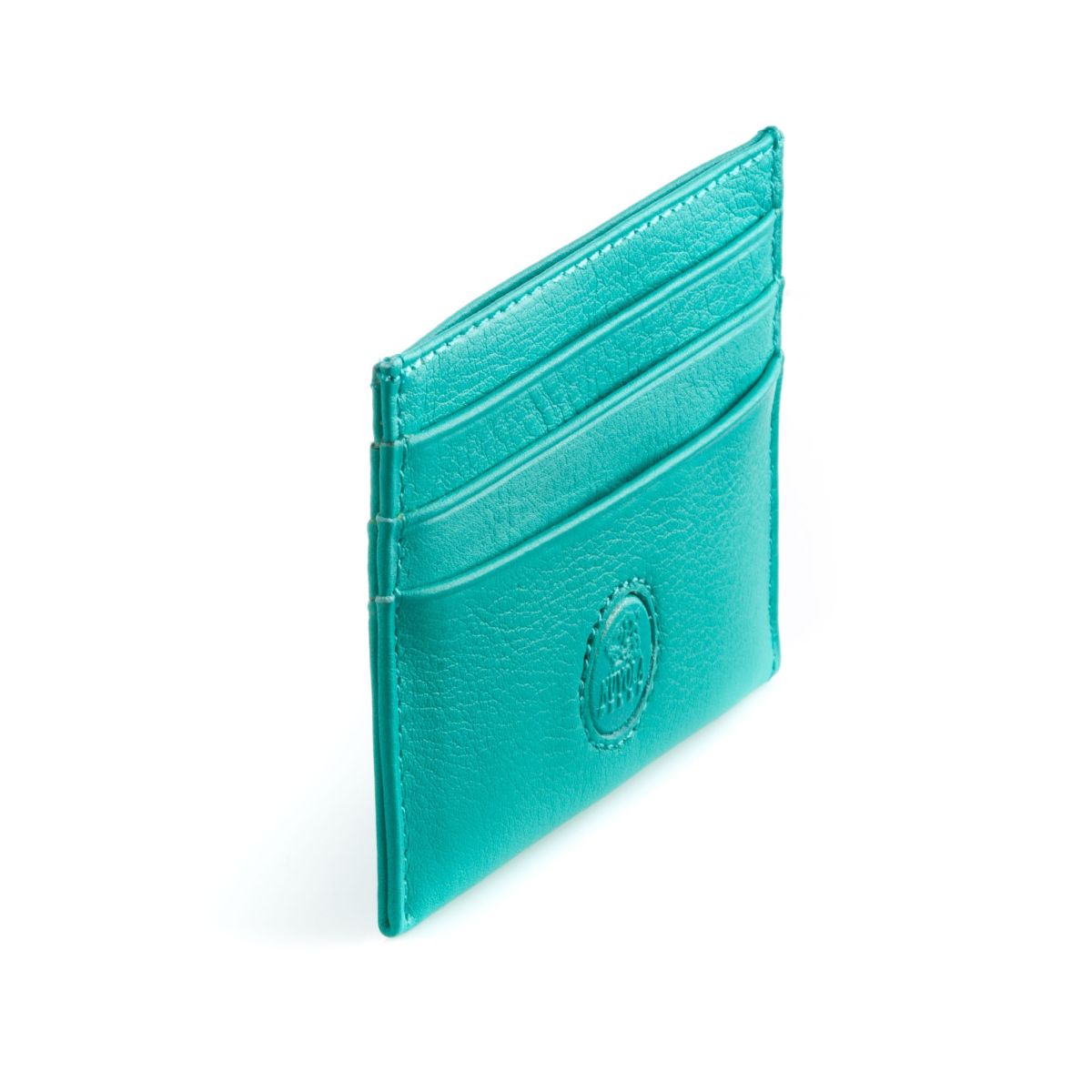 NUVOLA PELLE Minimalist leather credit card wallet - Turquoise