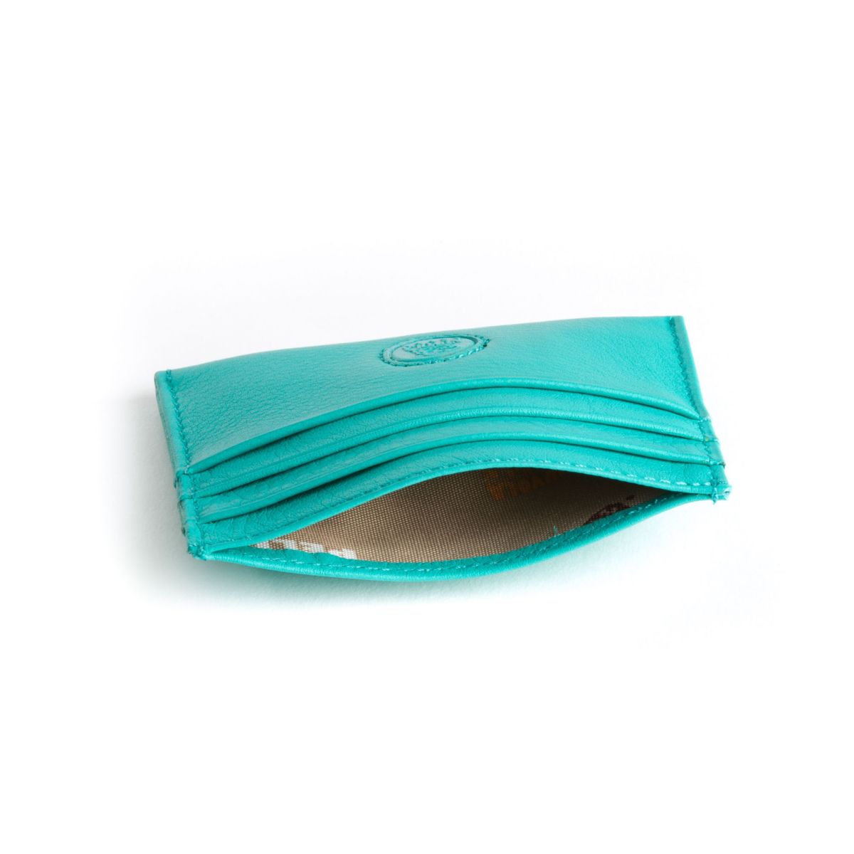 NUVOLA PELLE Minimalist leather credit card wallet - Turquoise