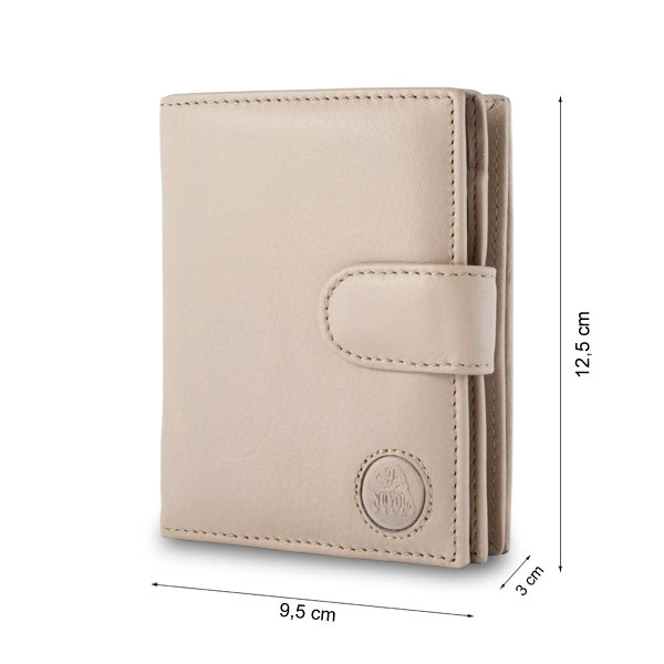 NUVOLA PELLE Leather wallet with coin purse and external closure - Beige