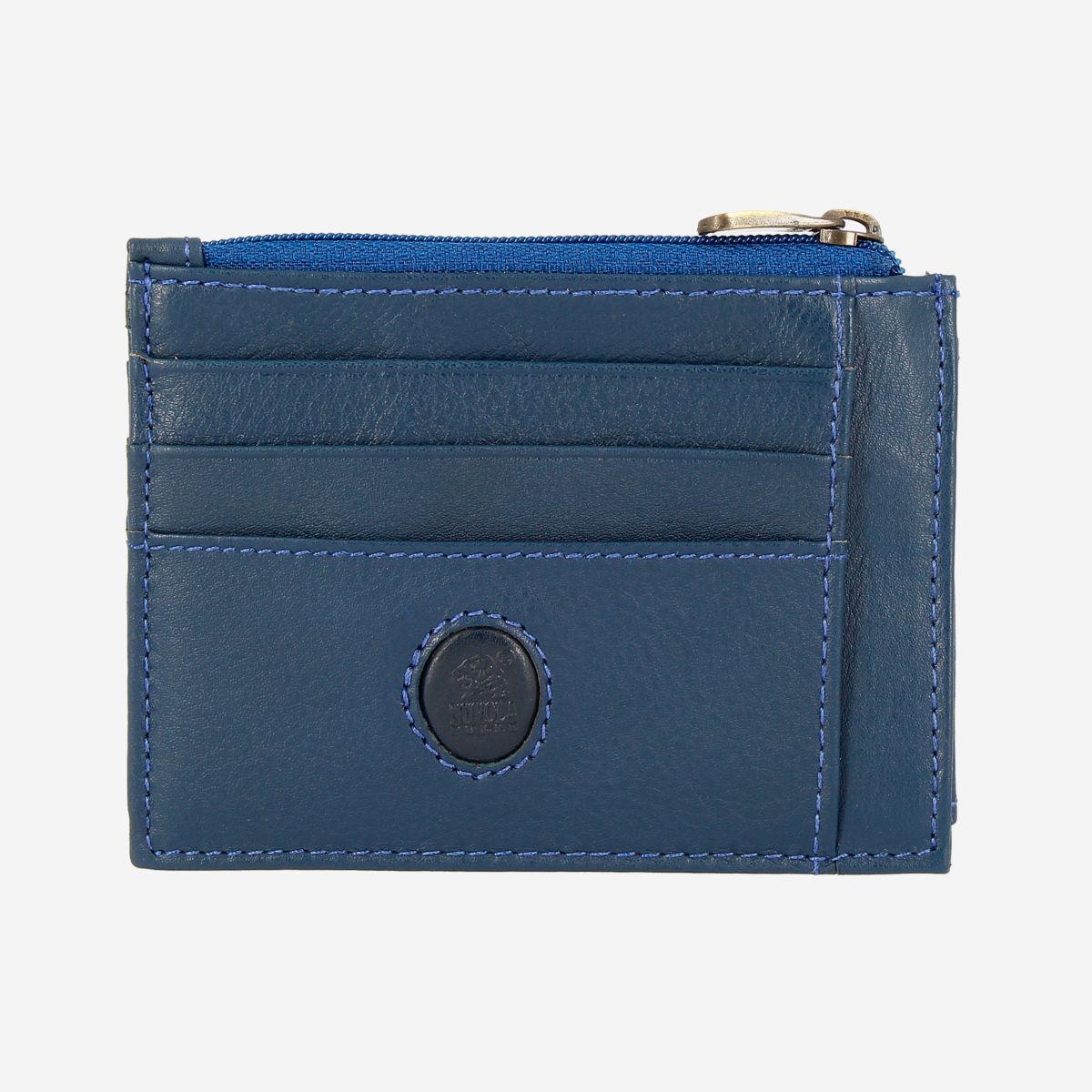 NUVOLA PELLE Slim Leather Credit Card Wallet - Blue