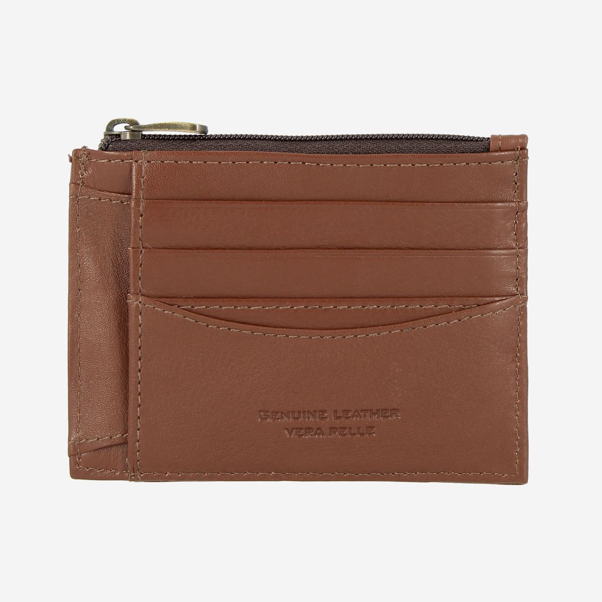 NUVOLA PELLE Slim Leather Credit Card Wallet - Dark Brown