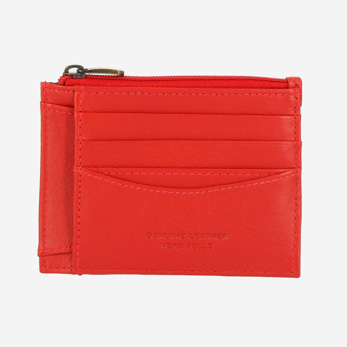 NUVOLA PELLE Slim Leather Credit Card Wallet - Red