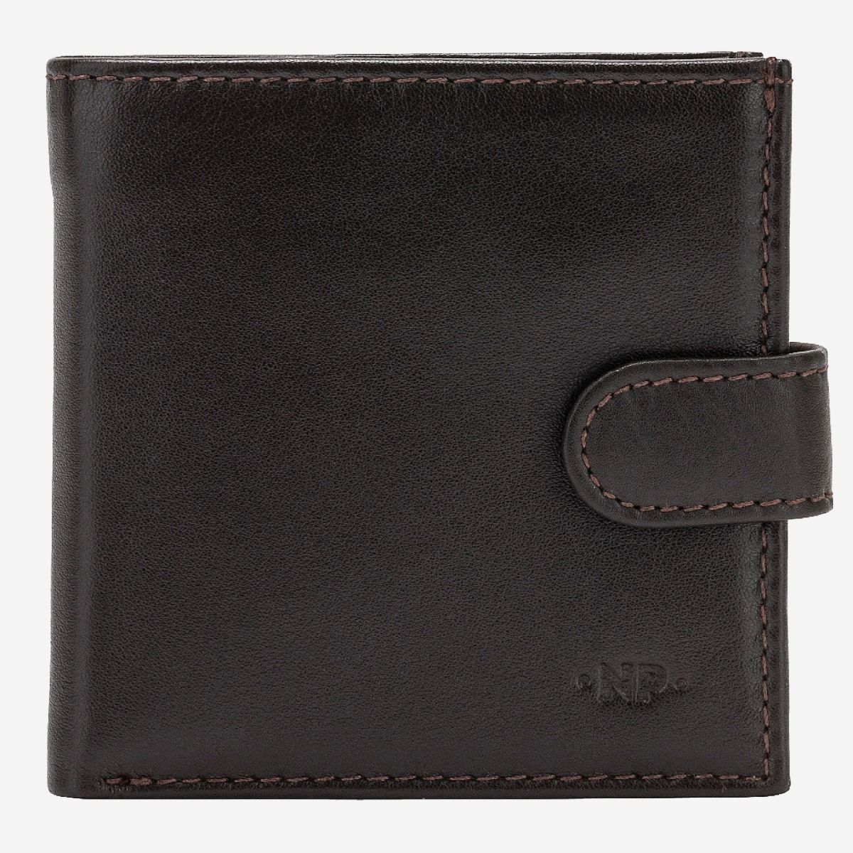 NUVOLA PELLE Mens Leather Wallet With Snap Closure Nappa - Dark Brown