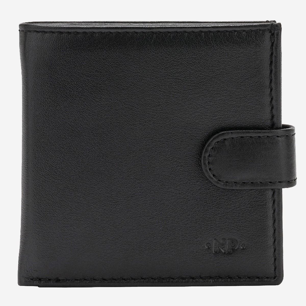 Mens Leather Wallet With Snap Closure Nappa - Black