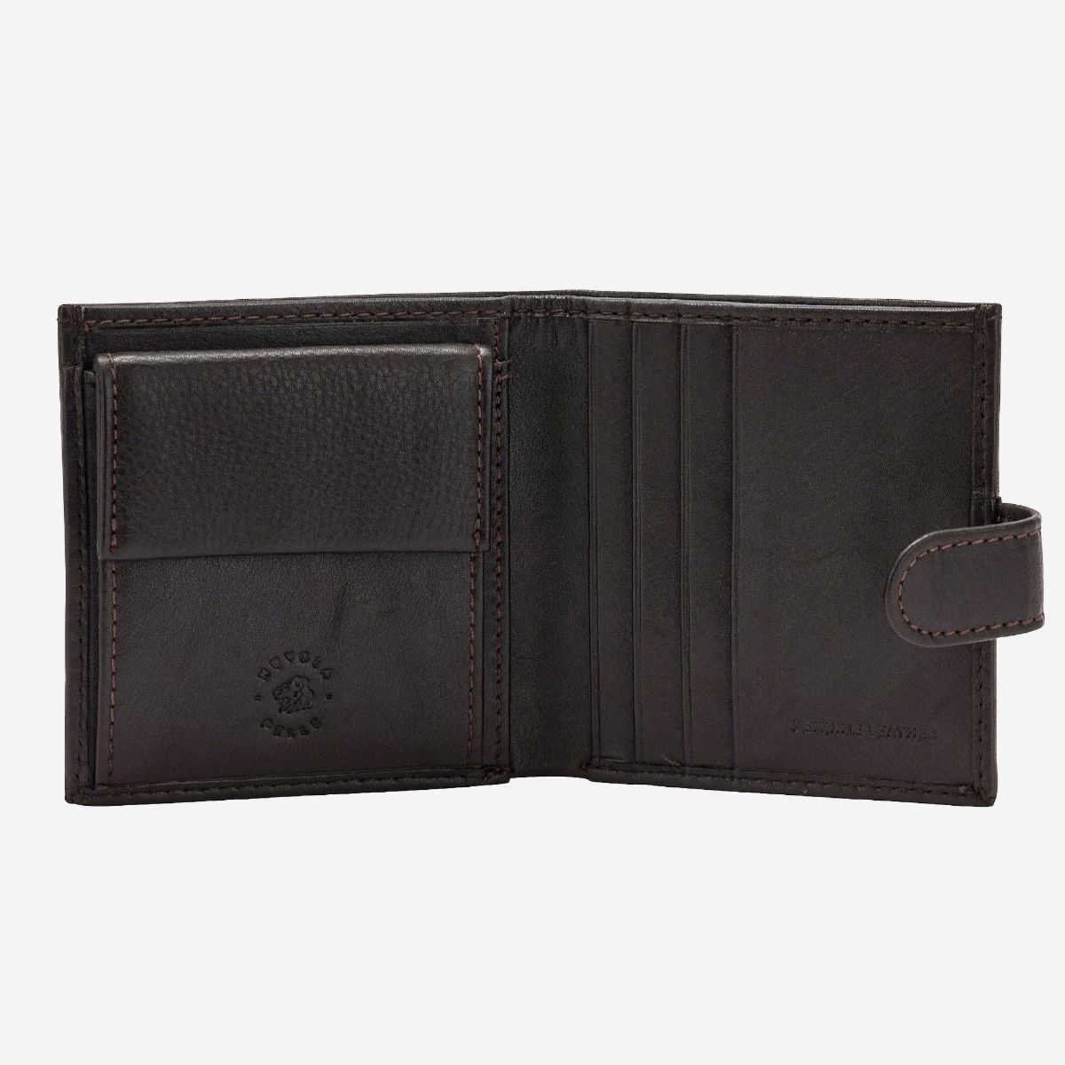 NUVOLA PELLE Mens Leather Wallet With Snap Closure Nappa - Dark Brown