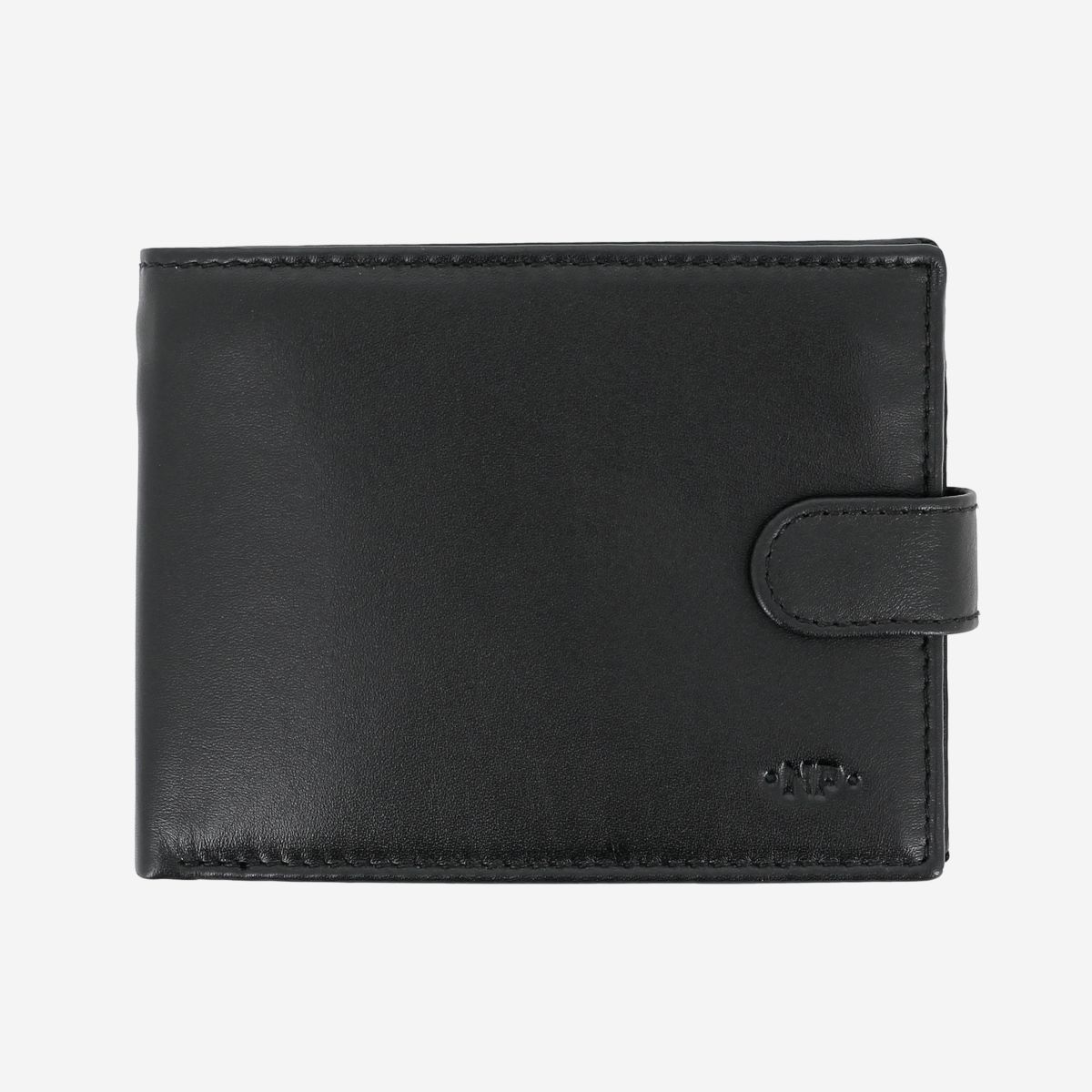 NUVOLA PELLE Mens Leather Wallet With Snap Button - Black