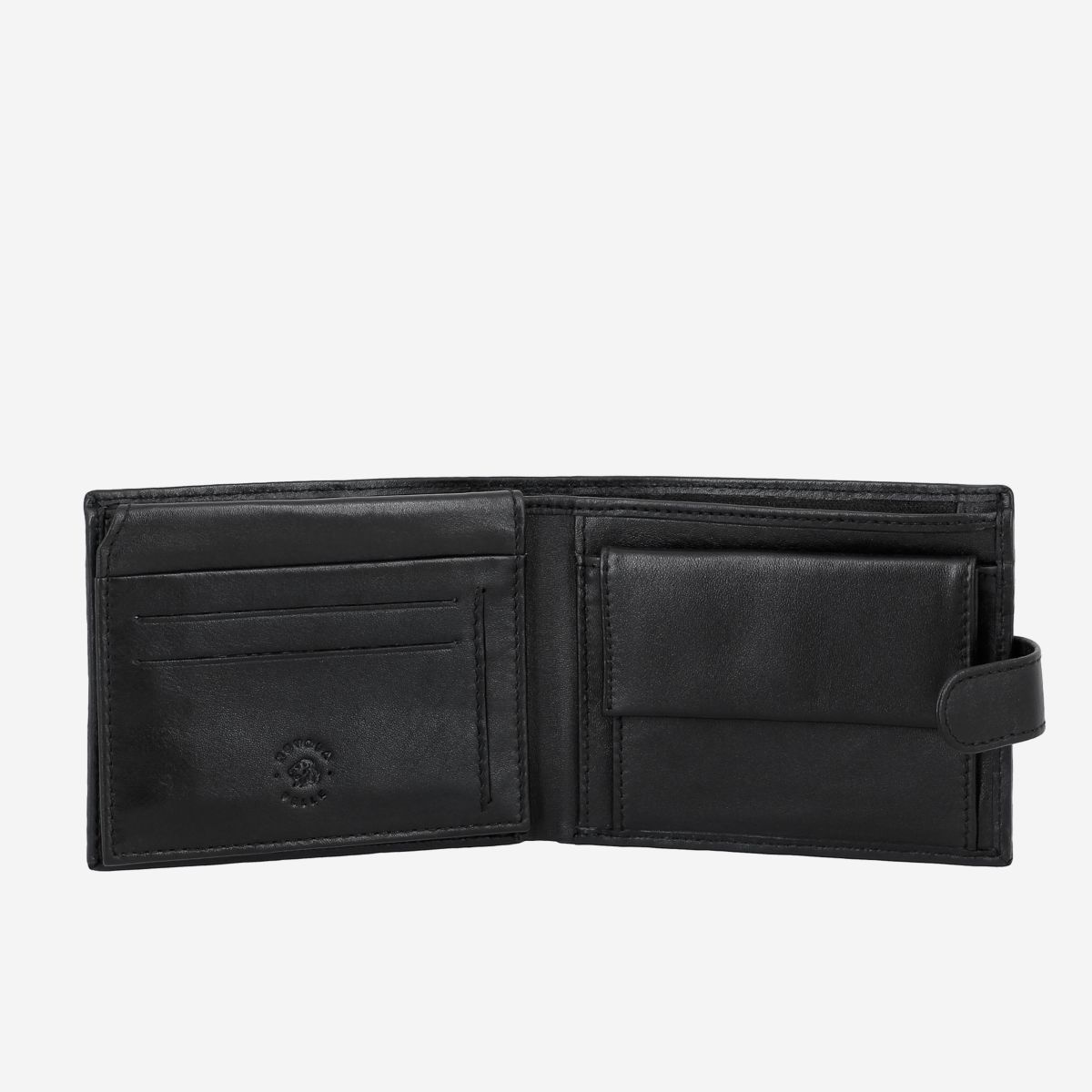 NUVOLA PELLE Mens Leather Wallet With Snap Button - Black
