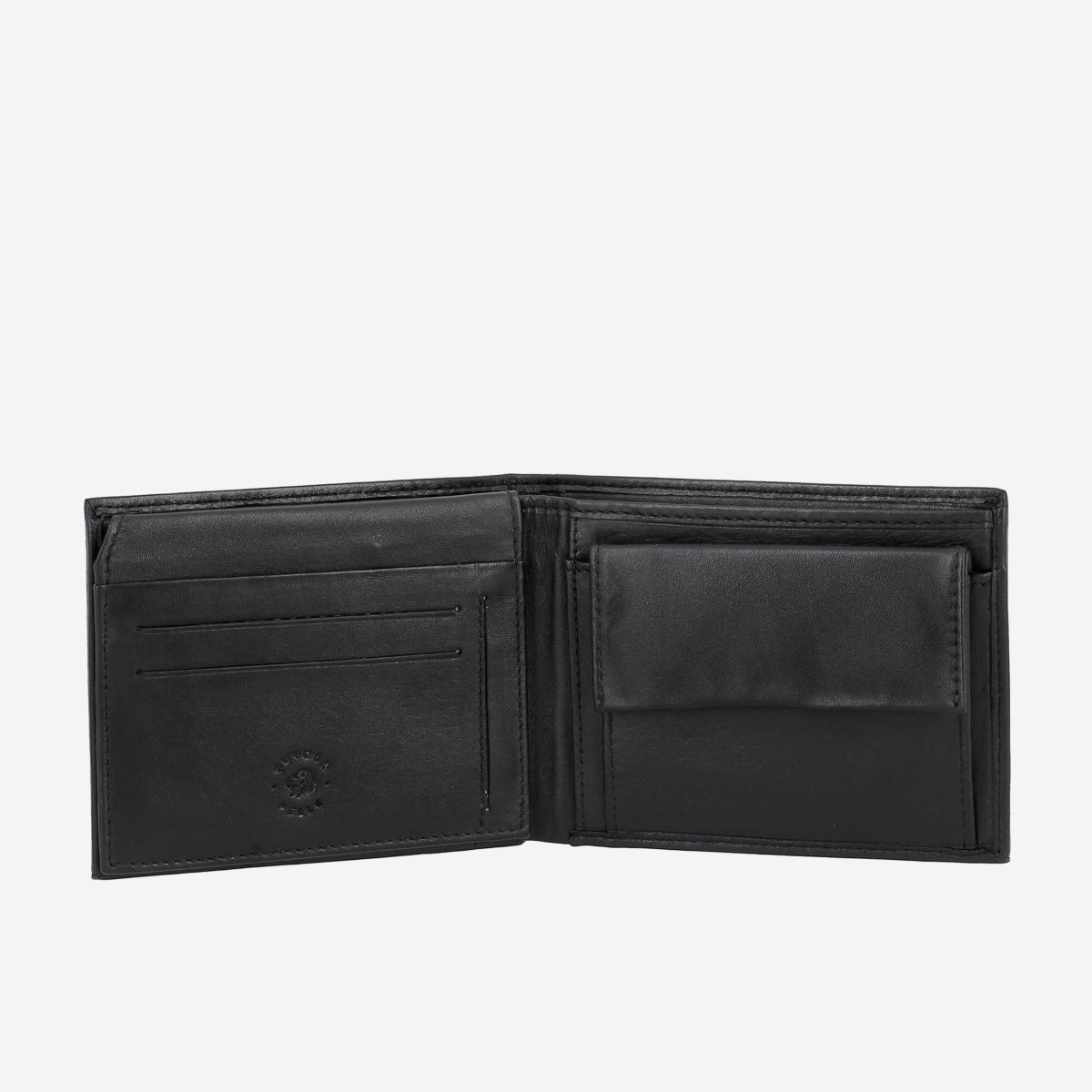 NUVOLA PELLE Elegant Mens Leather Wallet With Coin Coin Purse - Black