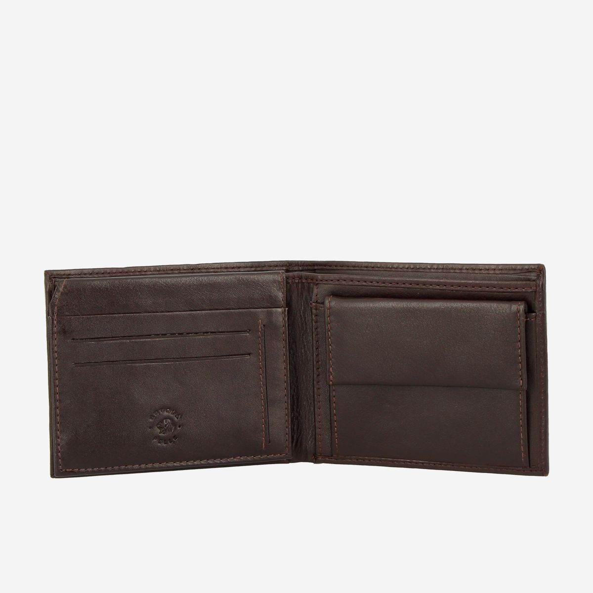 NUVOLA PELLE Elegant Mens Leather Wallet With Coin Coin Purse - Dark Brown