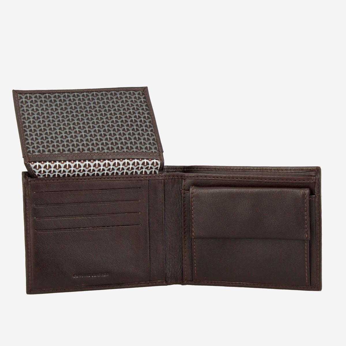 NUVOLA PELLE Elegant Mens Leather Wallet With Coin Coin Purse - Dark Brown