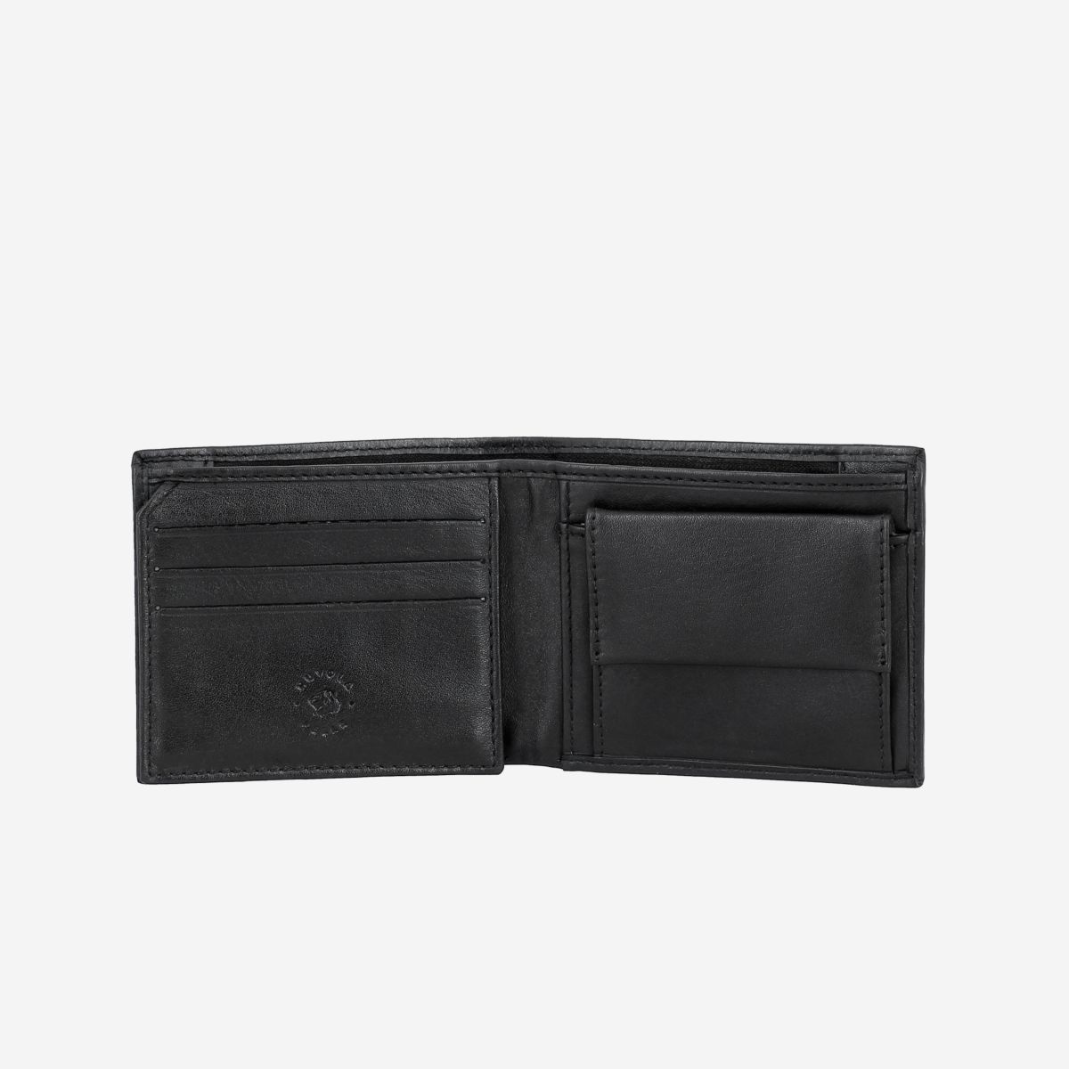 NUVOLA PELLE Small Wallet For Men With Coin Purse - Black