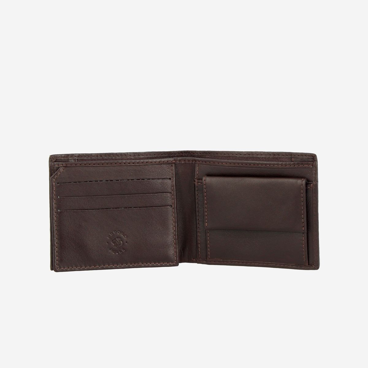 NUVOLA PELLE Small Wallet For Men With Coin Purse - Dark Brown