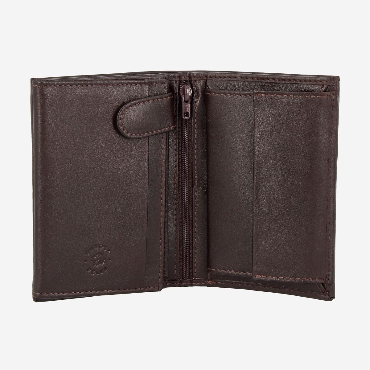 NUVOLA PELLE Mens Vertical Wallet With Coin Pocket - Dark Brown