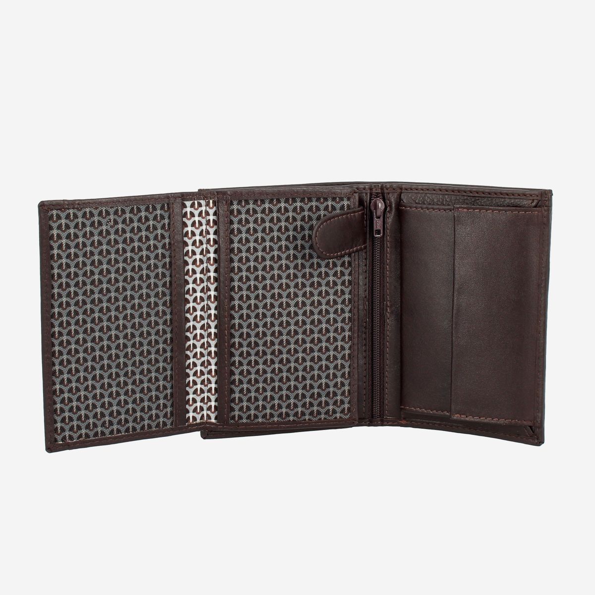 NUVOLA PELLE Mens Vertical Wallet With Coin Pocket - Dark Brown