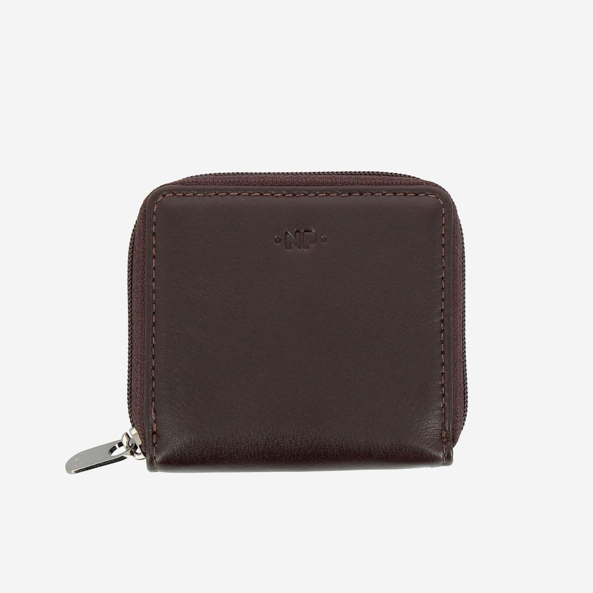 Nuvola Pelle Trifold Mens Leather Wallet Elegant with Coin Pocket Snap Closure and ID Window Dark Brown