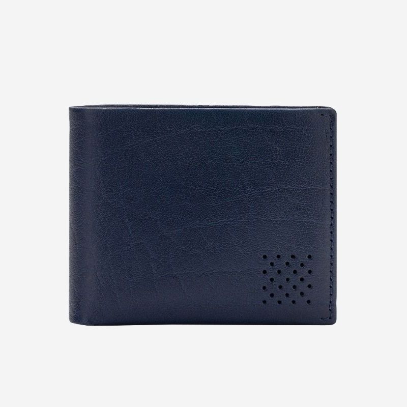 Leather Wallet With Coin Pocket For Men - Blue