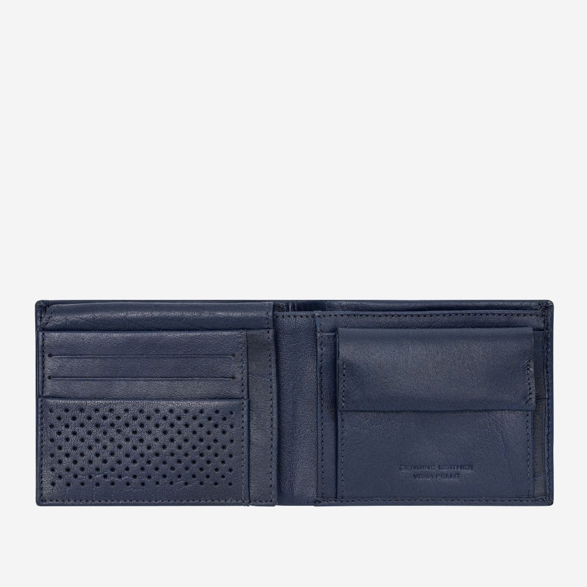 DuDu Leather Wallet With Coin Pocket For Men - Blue