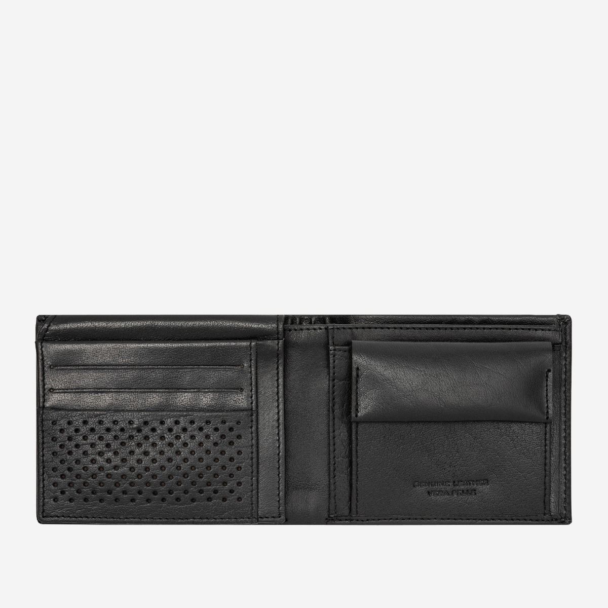 Leather Wallet With Coin Pocket For Men - Black