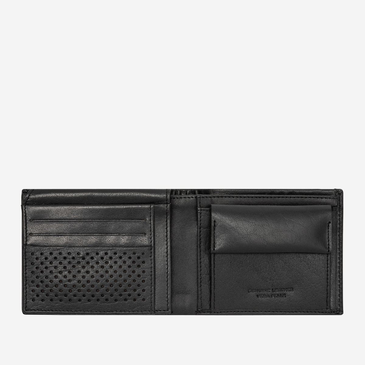 DuDu Leather Wallet With Coin Pocket For Men - Black