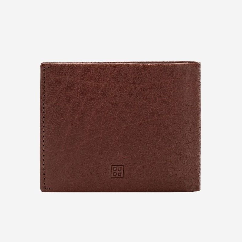 DuDu Leather Wallet With Coin Pocket For Men - Brown