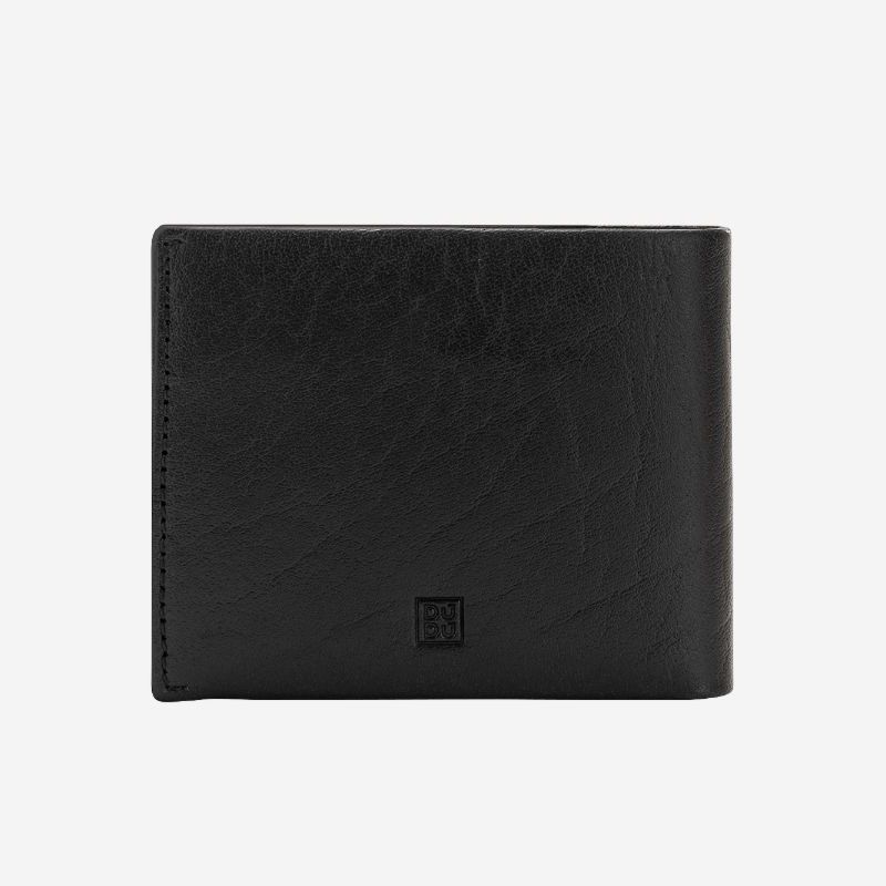 DuDu Leather Wallet With Coin Pocket For Men - Black