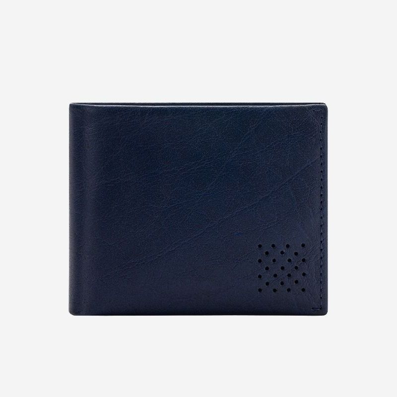 DuDu Mens Minimalist Leather Wallet with Coin Holder - Blue