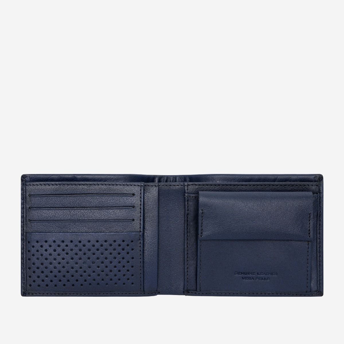 DuDu Mens Minimalist Leather Wallet with Coin Holder - Blue