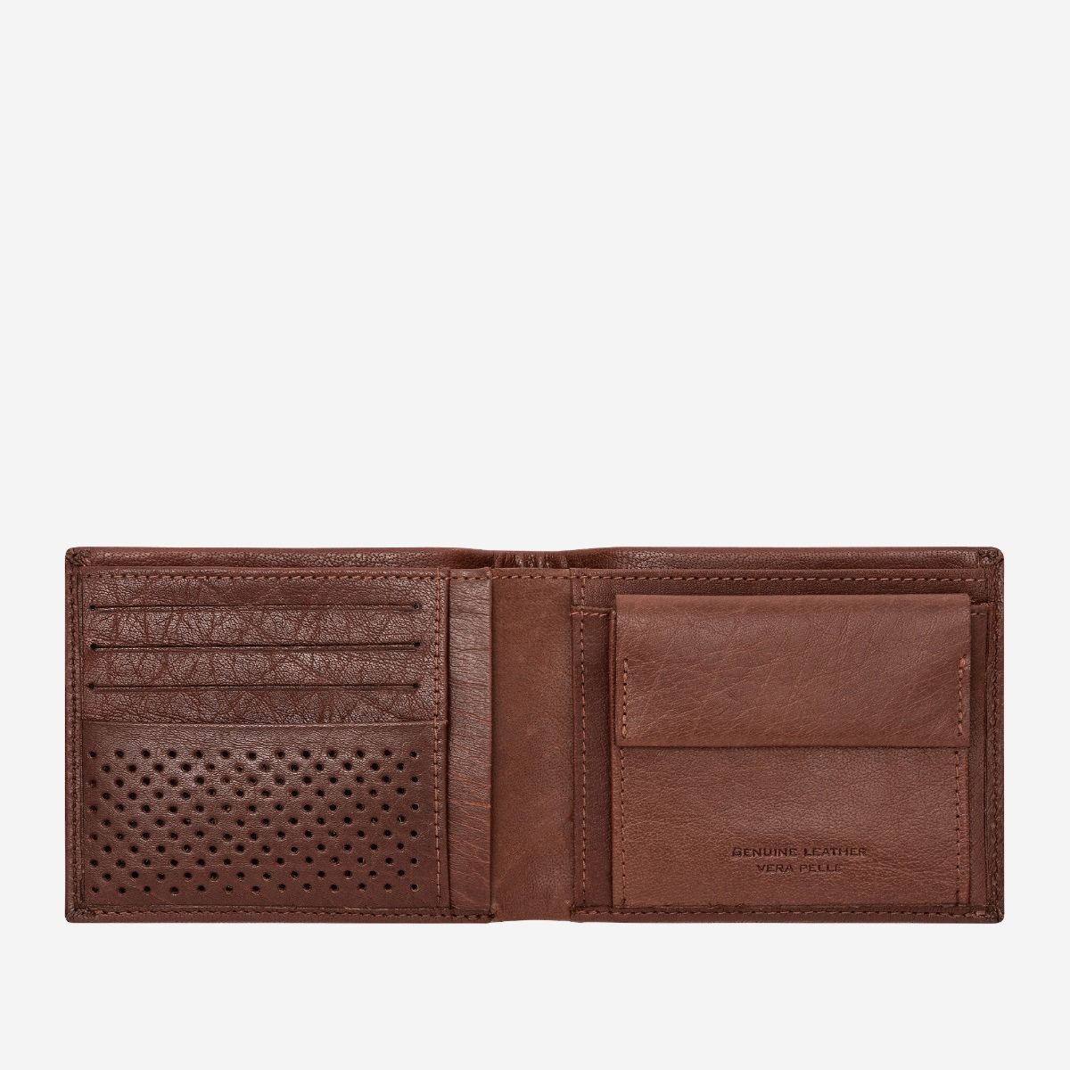 DuDu Mens Minimalist Leather Wallet with Coin Holder - Brown