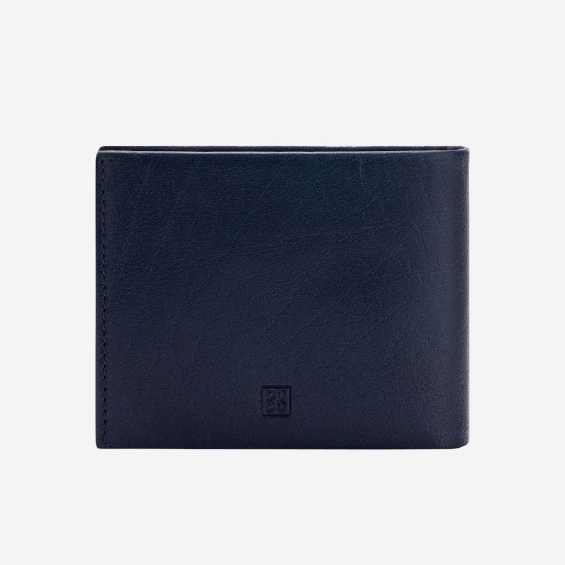 DuDu Mens Minimalist Leather Wallet with Coin Holder - Blue