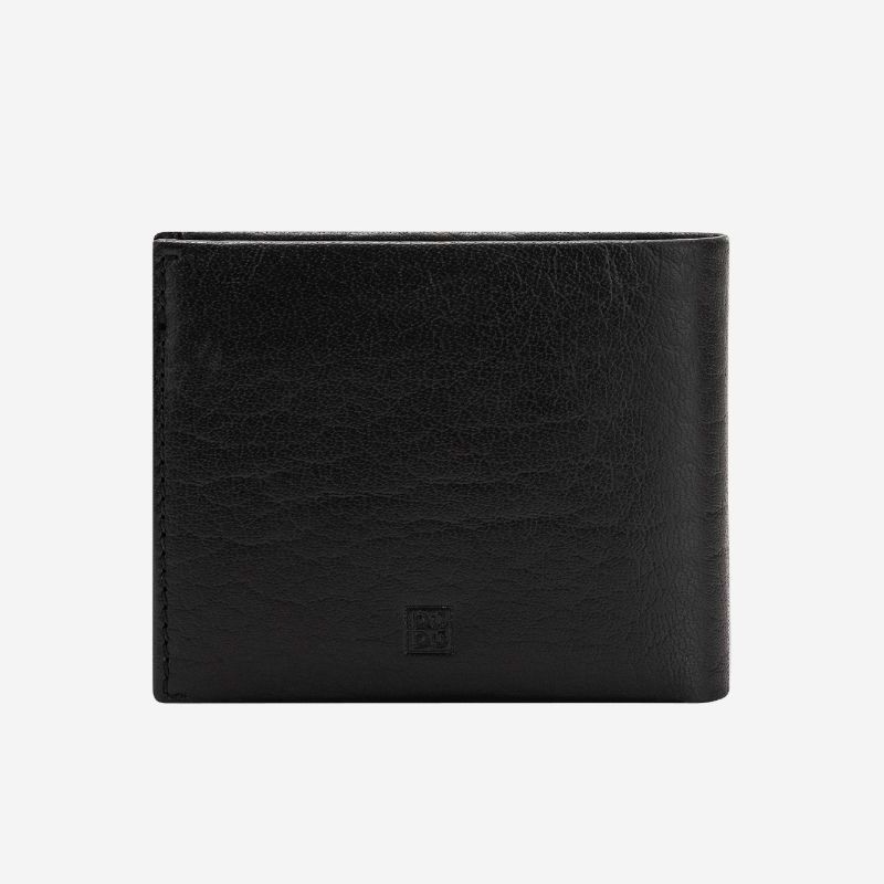 DuDu Mens Minimalist Leather Wallet with Coin Holder - Black