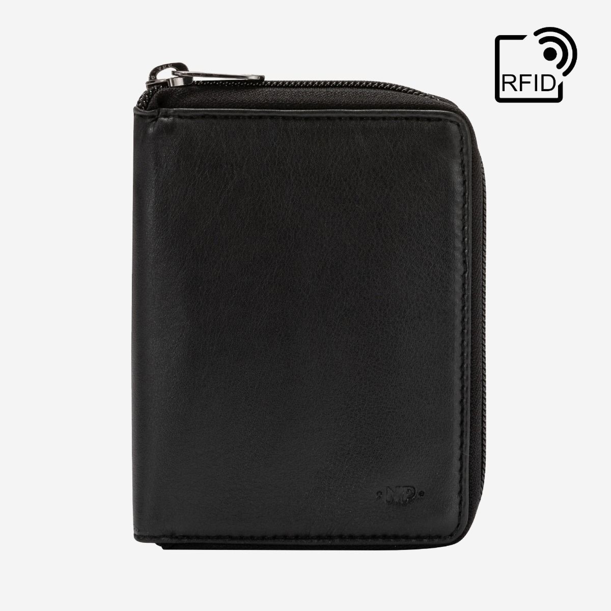 NUVOLA PELLE RFID Mens Leather Wallet with Zip - Black