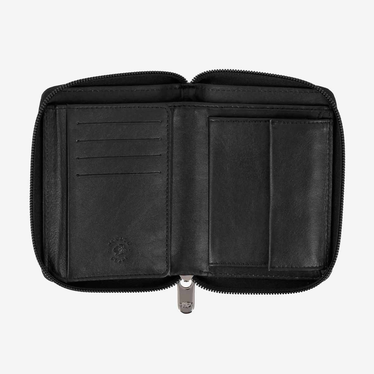 Mens Leather Wallet with Zip - Black