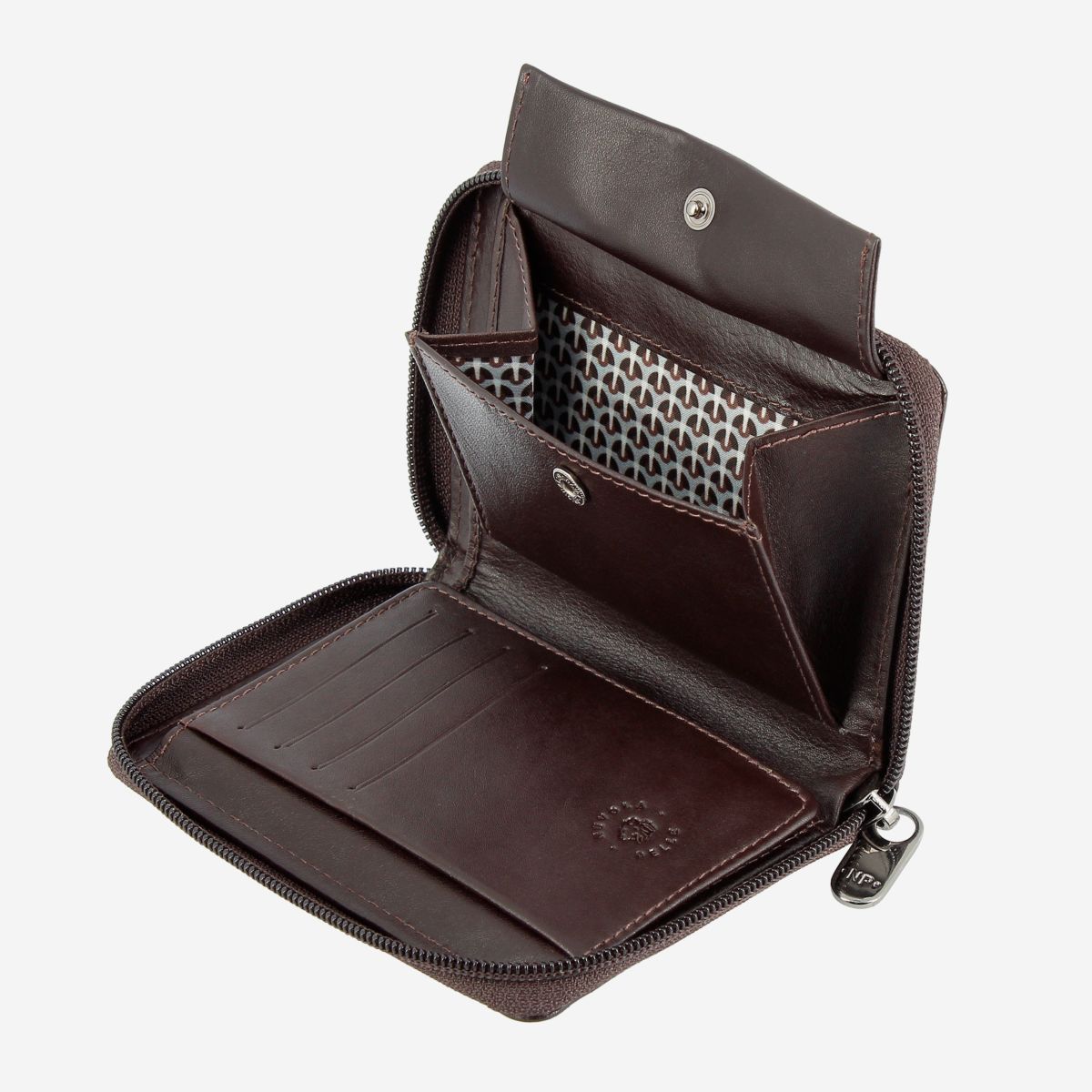 NUVOLA PELLE RFID Mens Leather Wallet with Zip - Dark Brown