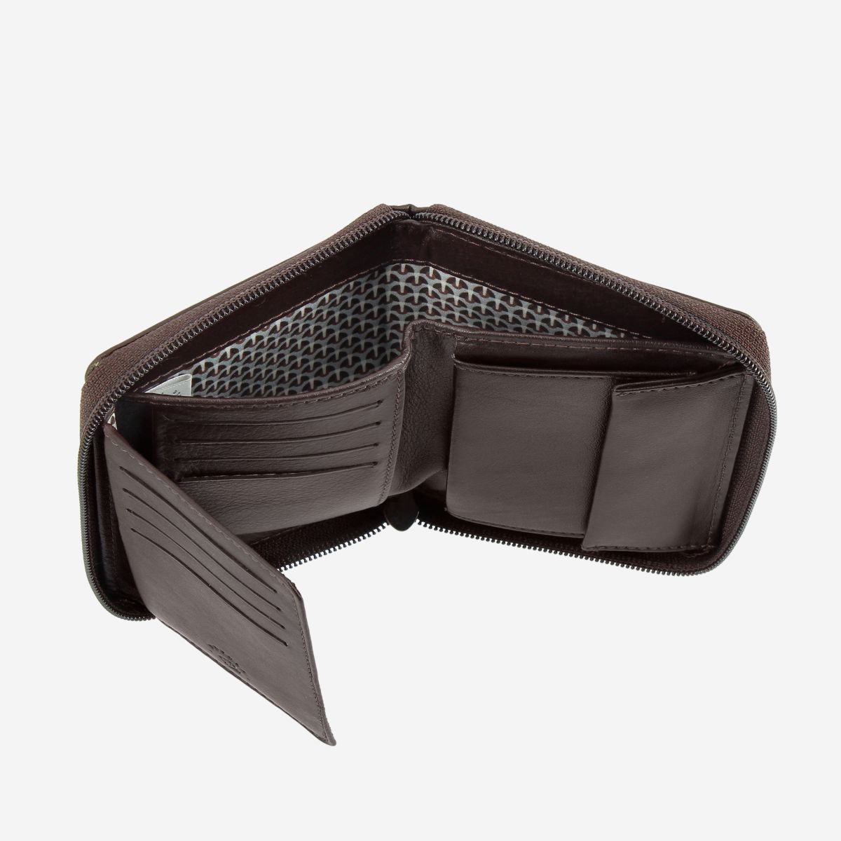 NUVOLA PELLE Mens Leather Wallet with Zip - Dark Brown