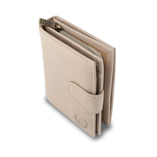 NUVOLA PELLE Leather wallet with coin purse and external closure - Beige
